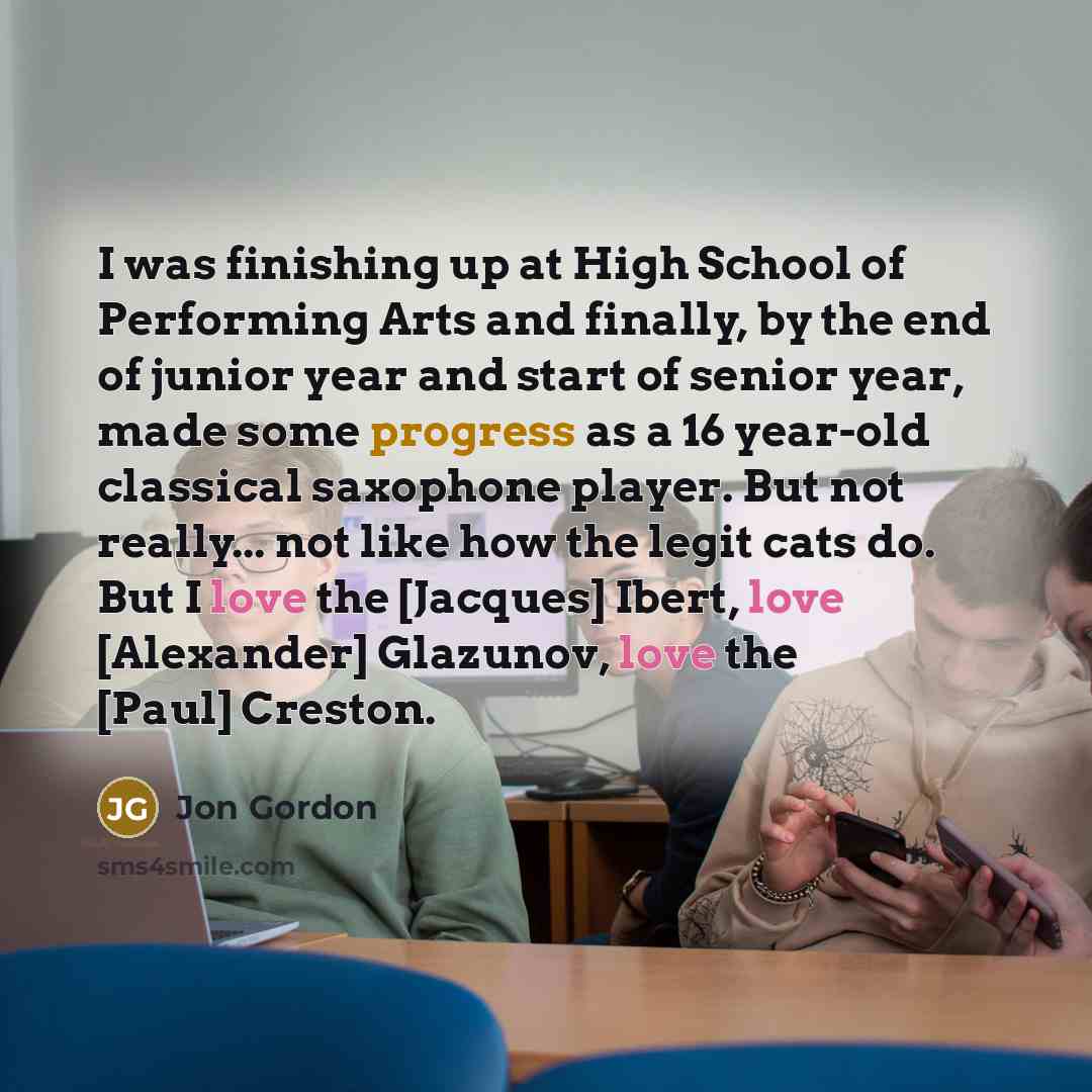 “I was finishing up at High School of Performing Arts…” quote by Jon Gordon