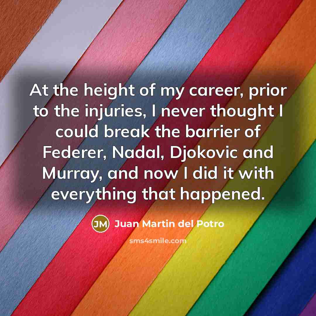 “At the height of my career, prior to the injuries,…” quote by Juan Martin del Potro