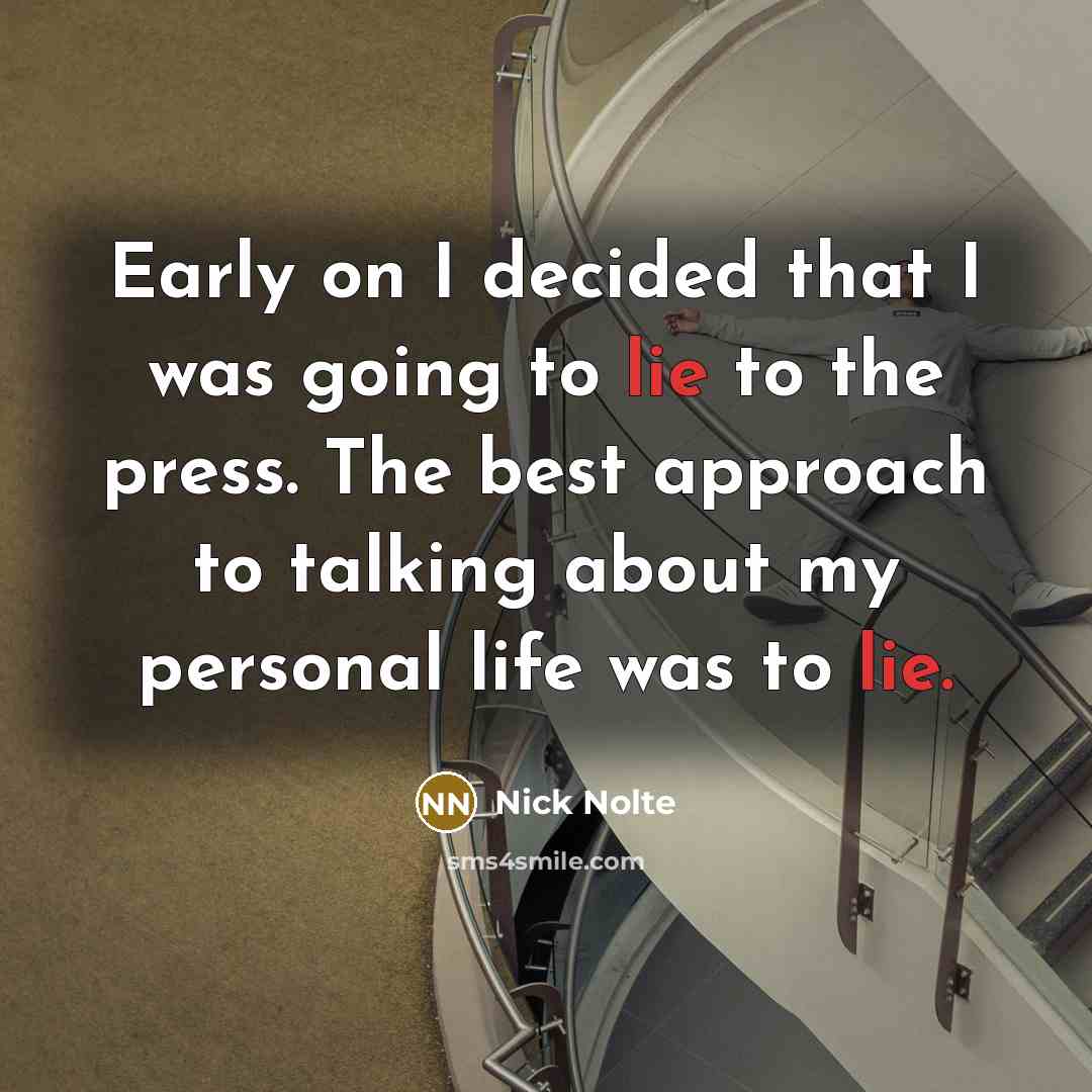 “Early on I decided that I was going to lie…” quote by Nick Nolte