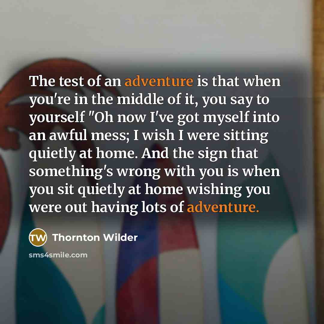 “The test of an adventure is that when you're in…” quote by Thornton Wilder