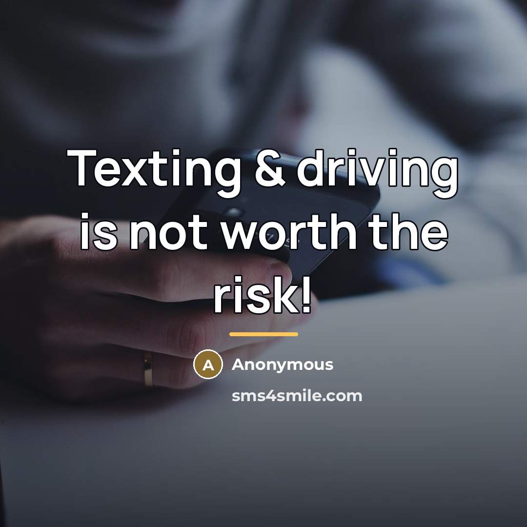 “Texting & driving is not worth the risk!…” quote by Anonymous