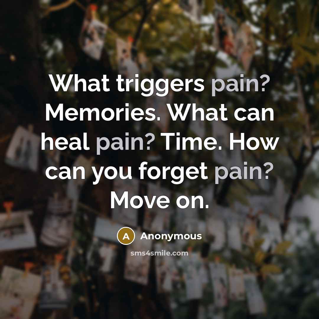 “What triggers pain? Memories. What can heal pain? Time. How…” quote by Anonymous