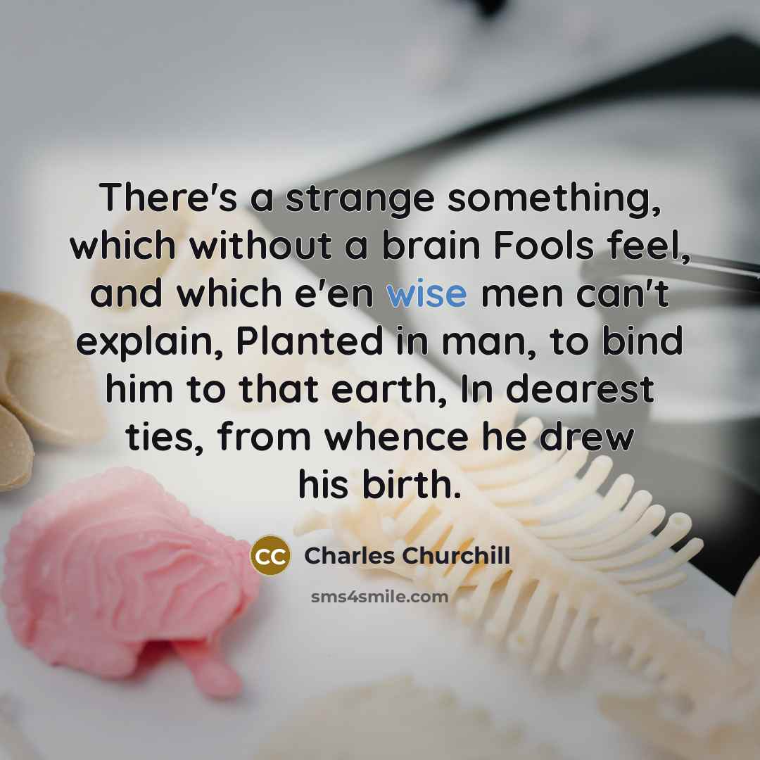 “There's a strange something, which without a brain Fools feel,…” quote by Charles Churchill