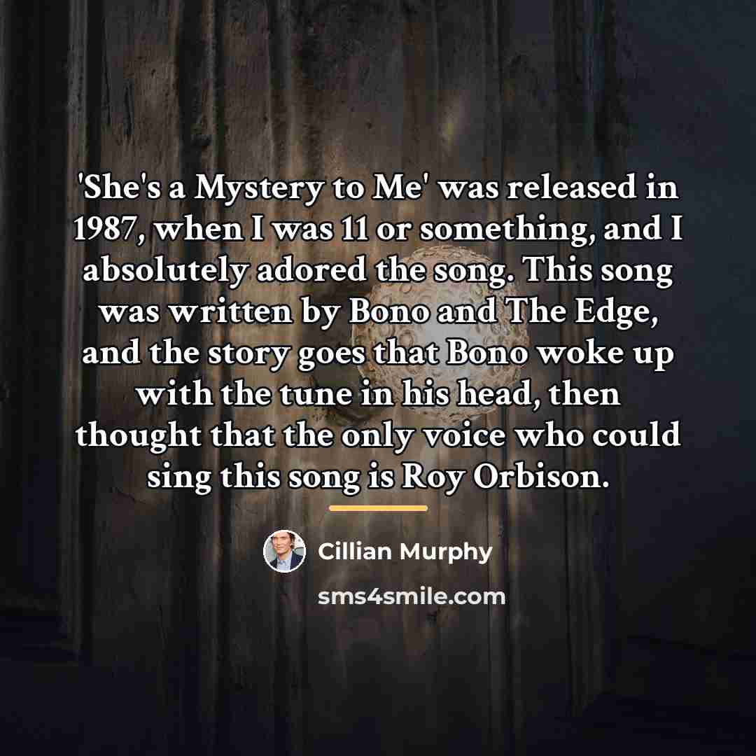“'She's a Mystery to Me' was released in 1987, when…” quote by Cillian Murphy
