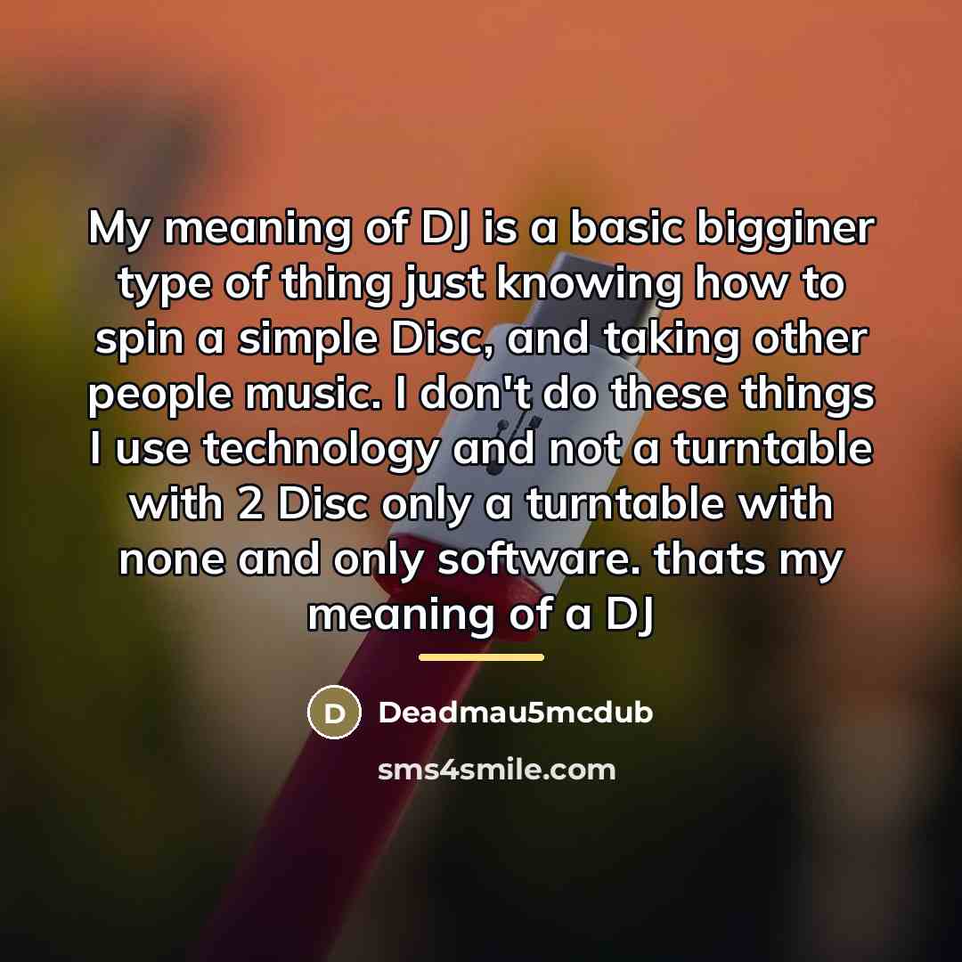 “My meaning of DJ is a basic bigginer type of…” quote by Deadmau5mcdub
