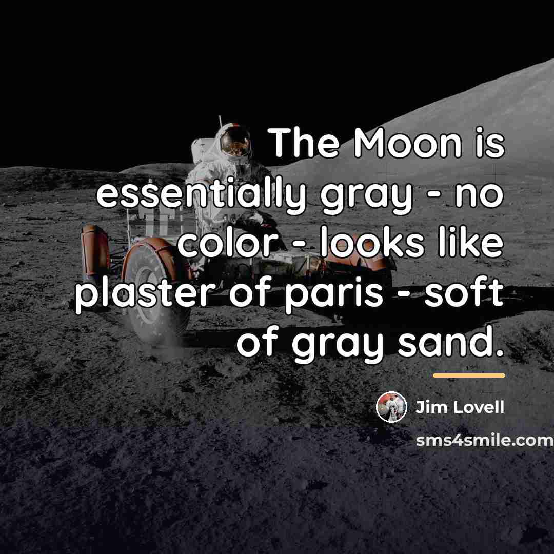 “The Moon is essentially gray - no color - looks…” quote by Jim Lovell