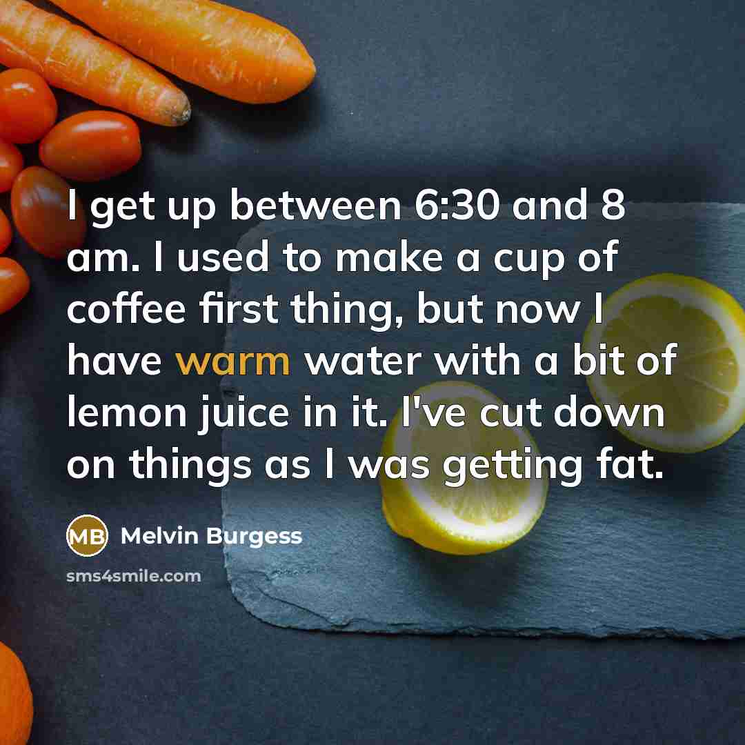 “I get up between 6:30 and 8 am. I used…” quote by Melvin Burgess
