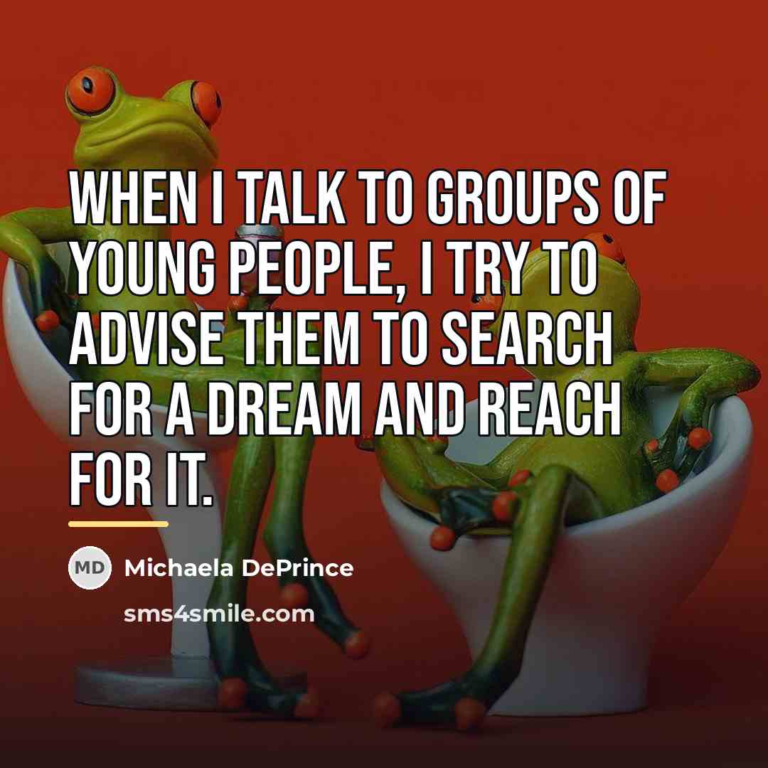 “When I talk to groups of young people, I try…” quote by Michaela DePrince
