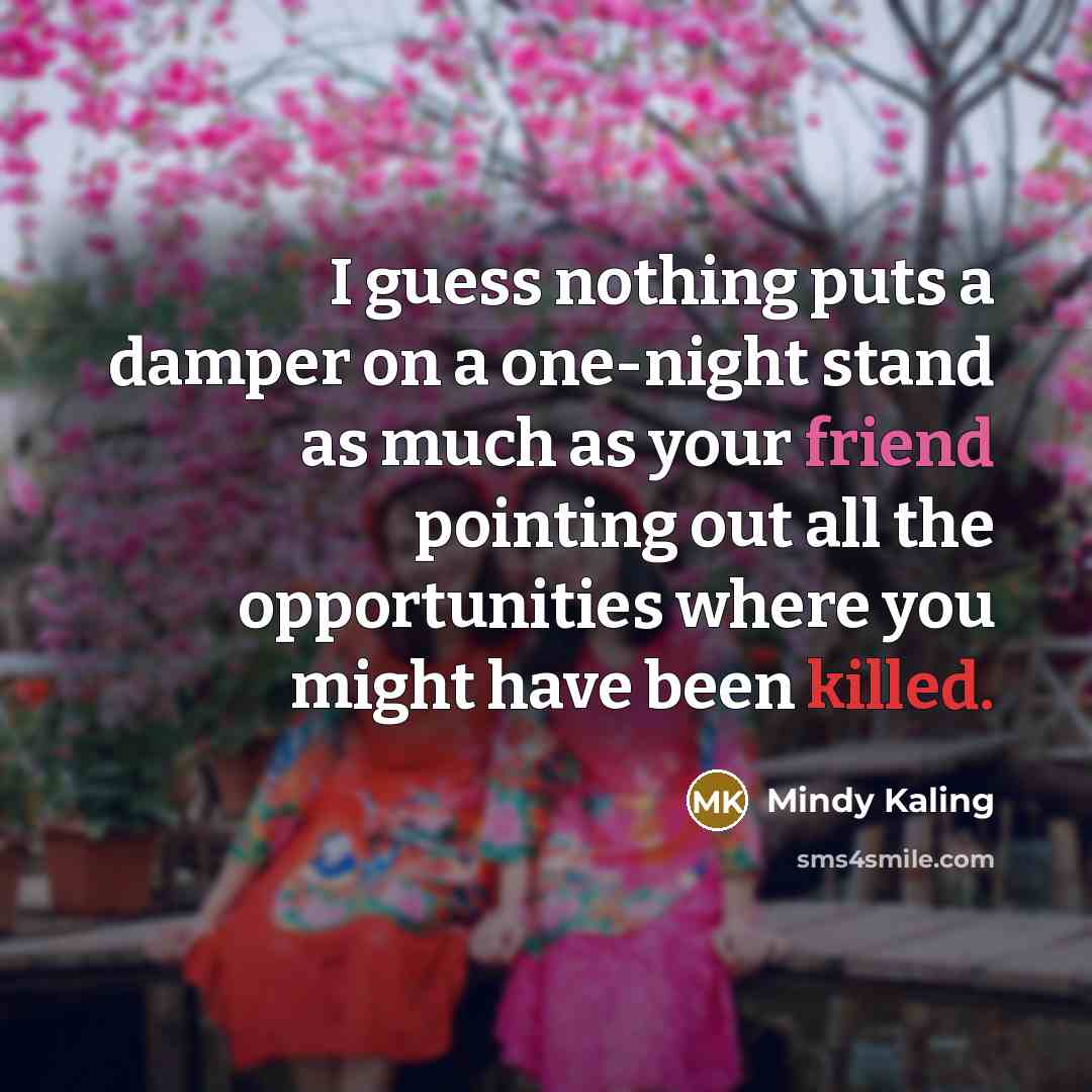 “I guess nothing puts a damper on a one-night stand…” quote by Mindy Kaling