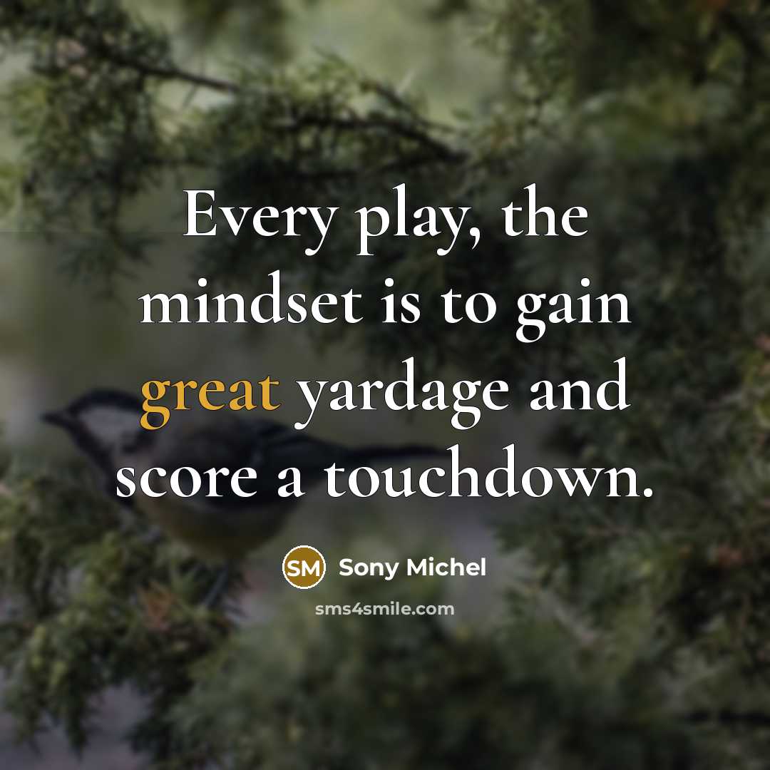 “Every play, the mindset is to gain great yardage and…” quote by Sony Michel