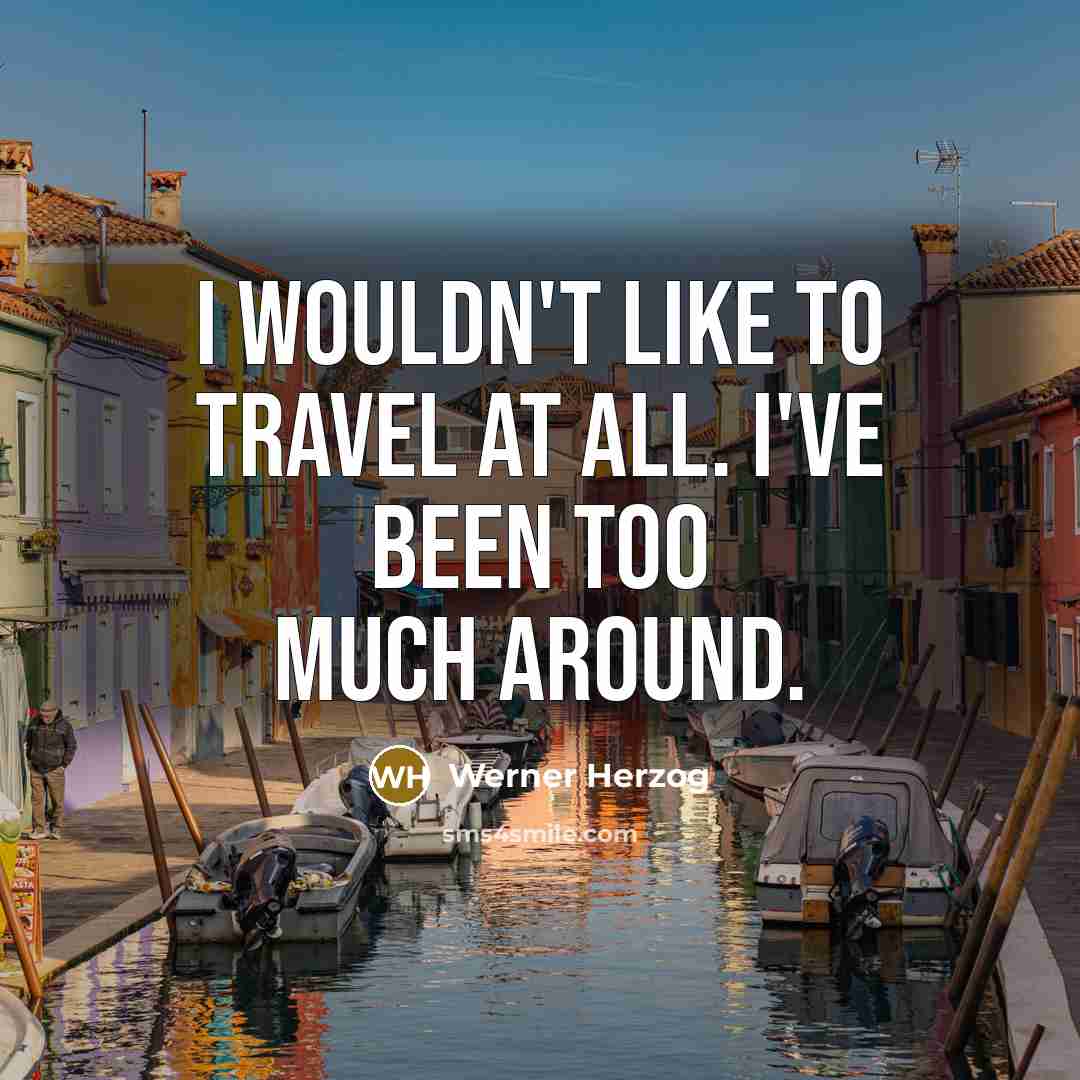 “I wouldn't like to travel at all. I've been too…” quote by Werner Herzog