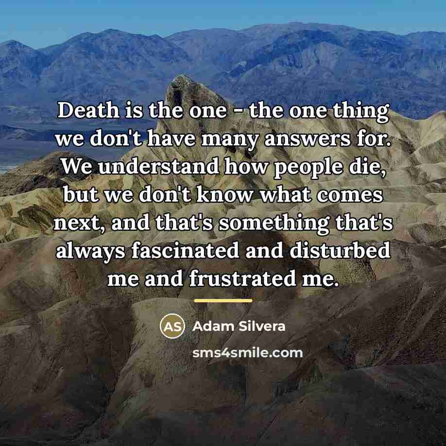 “Death is the one - the one thing we don't…” quote by Adam Silvera