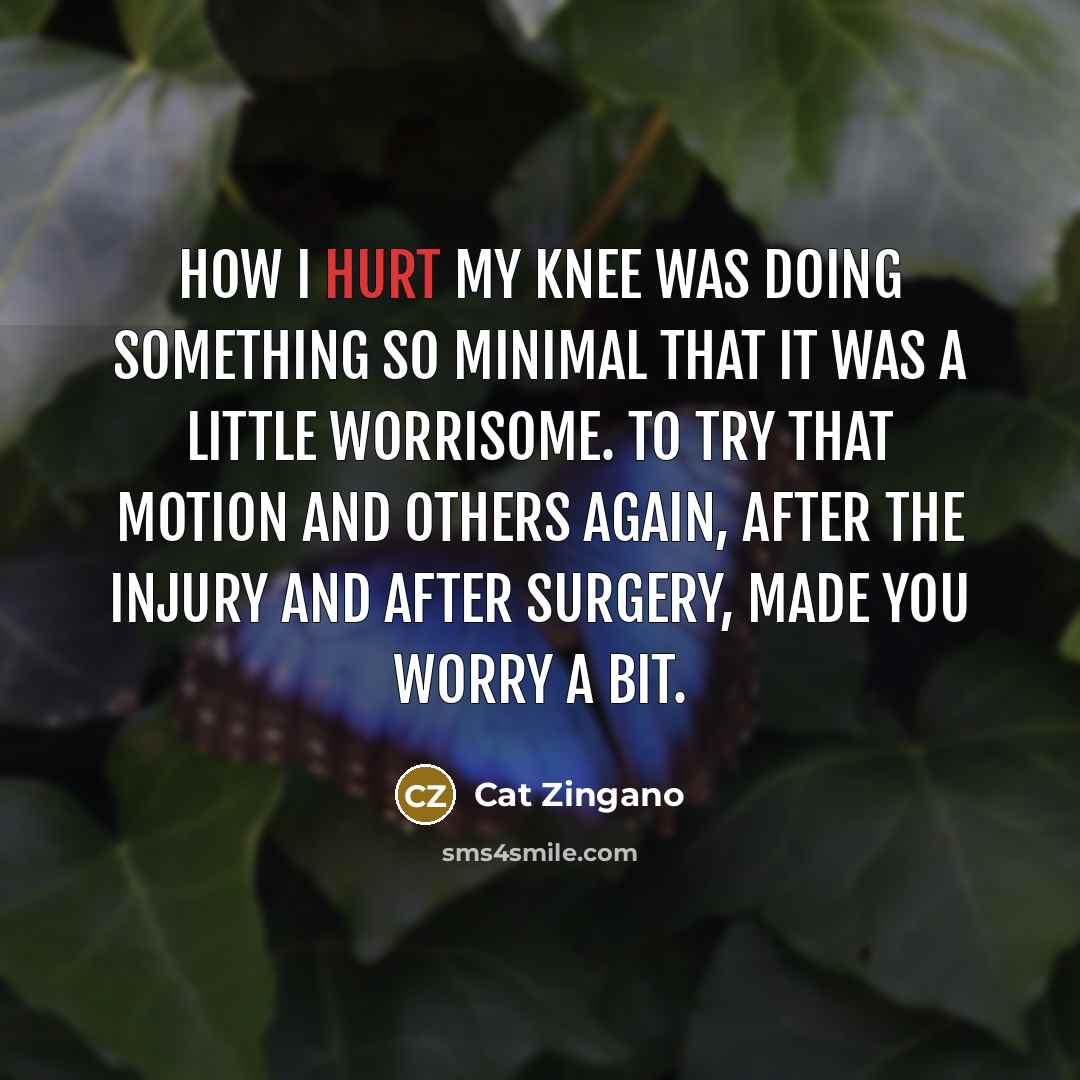 “How I hurt my knee was doing something so minimal…” quote by Cat Zingano