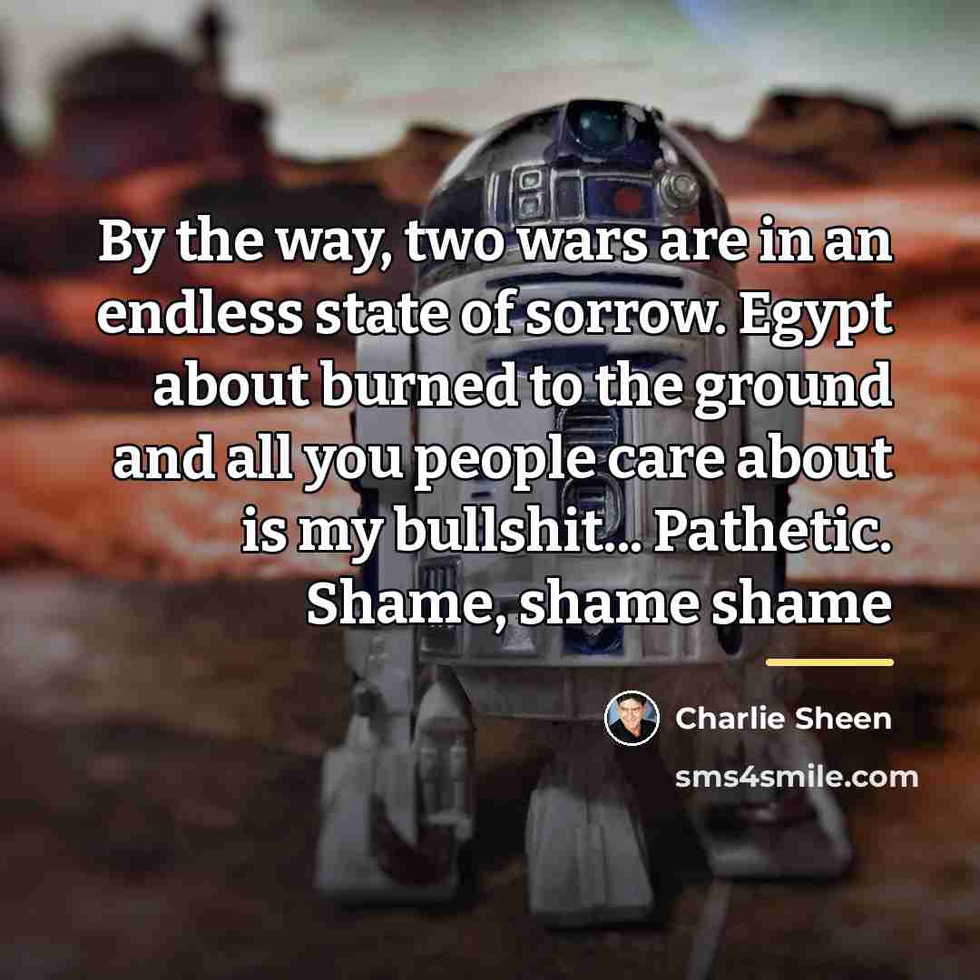 “By the way, two wars are in an endless state…” quote by Charlie Sheen