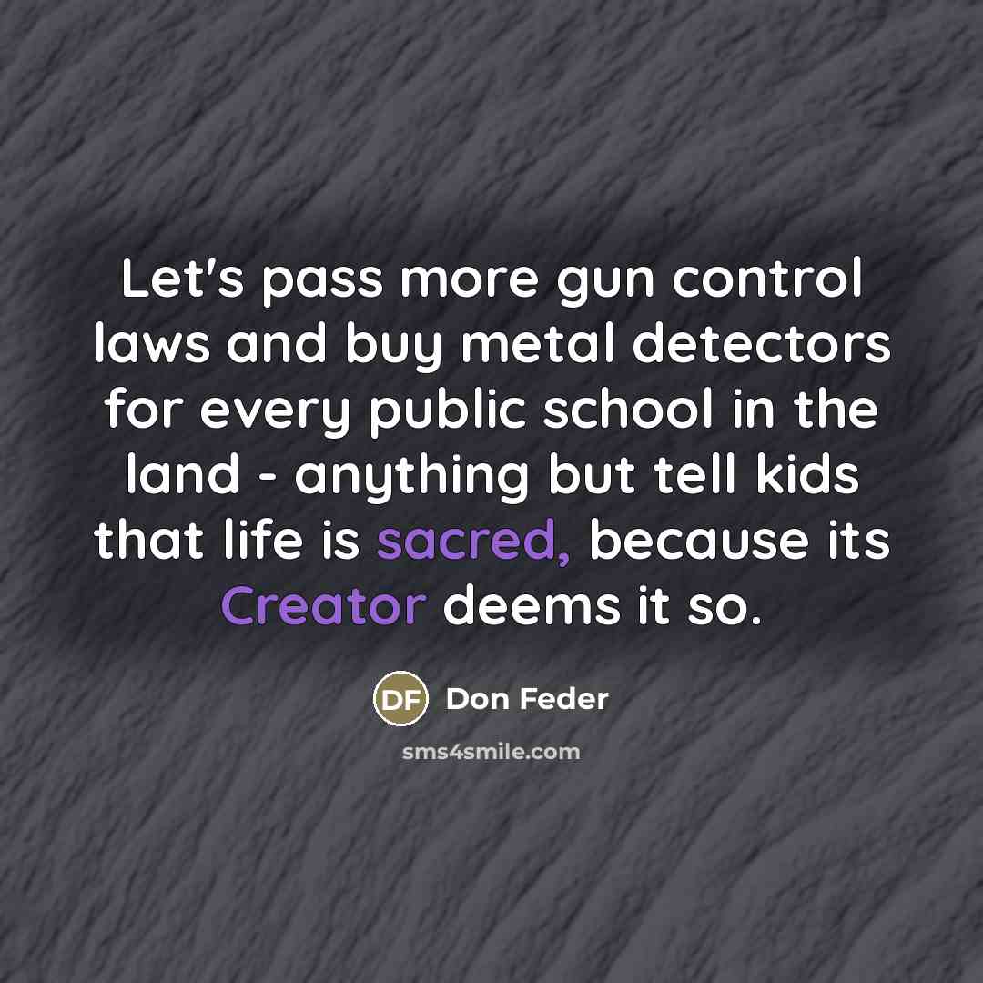 “Let's pass more gun control laws and buy metal detectors…” quote by Don Feder