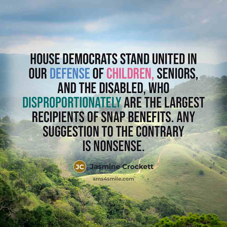 “House Democrats stand united in our defense of children, seniors,…” quote by Jasmine Crockett