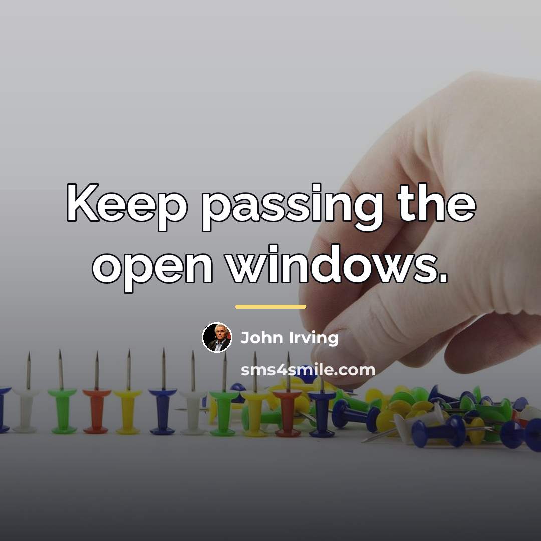 “Keep passing the open windows.…” quote by John Irving
