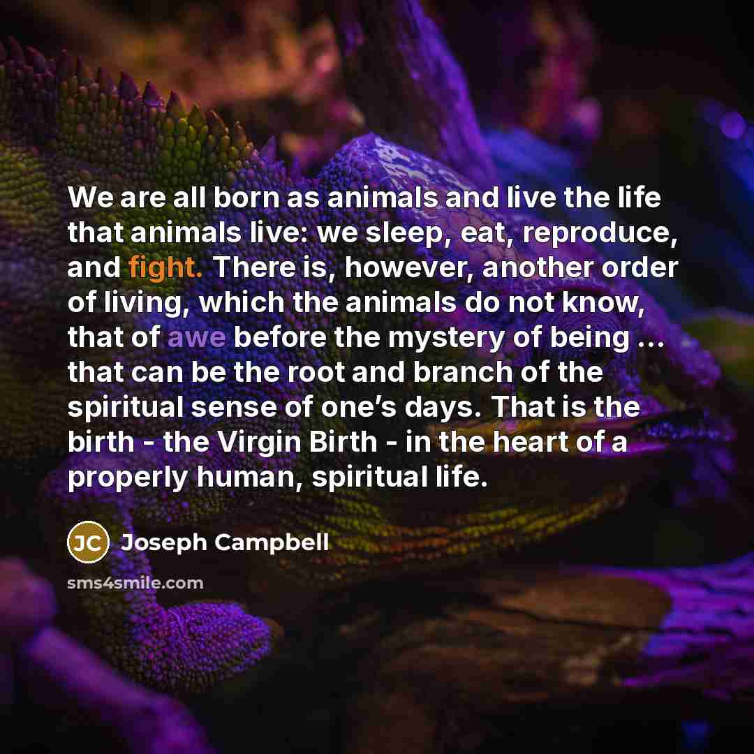 “We are all born as animals and live the life…” quote by Joseph Campbell
