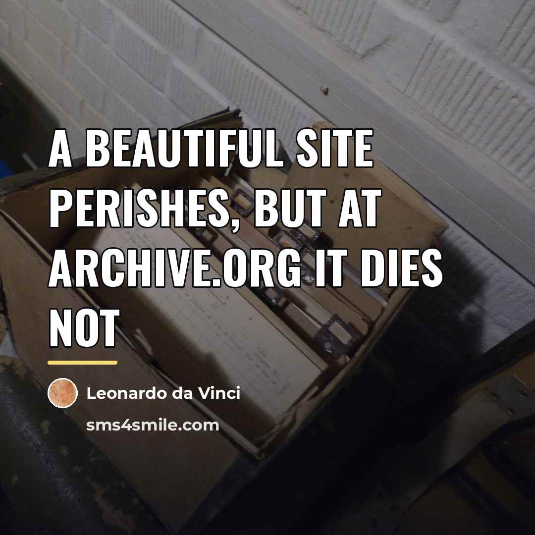 “A beautiful site perishes, but at archive.org it dies not…” quote by Leonardo da Vinci