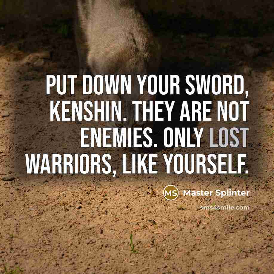“Put down your sword, Kenshin. They are not enemies. Only…” quote by Master Splinter