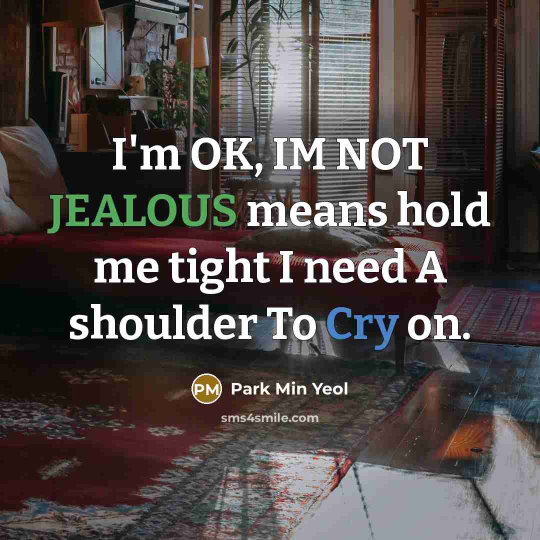“I'm OK, IM NOT JEALOUS means hold me tight I need A shoulder To Cry on.” quote by Park Min Yeol