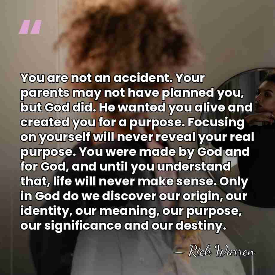 You are not an accident. Your parents may not have planned you,&hellip; - Rick Warren