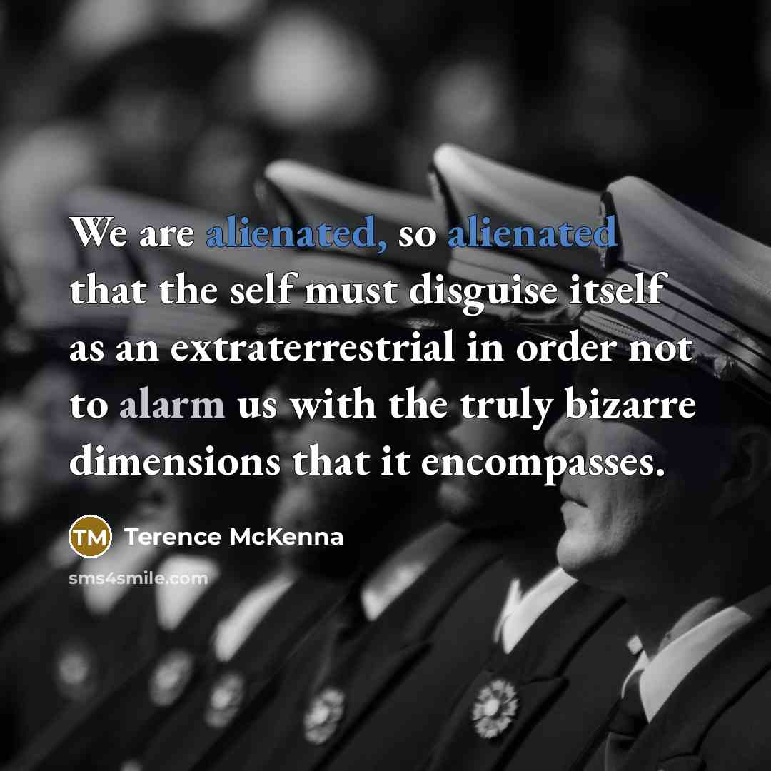 “We are alienated, so alienated that the self must disguise…” quote by Terence McKenna