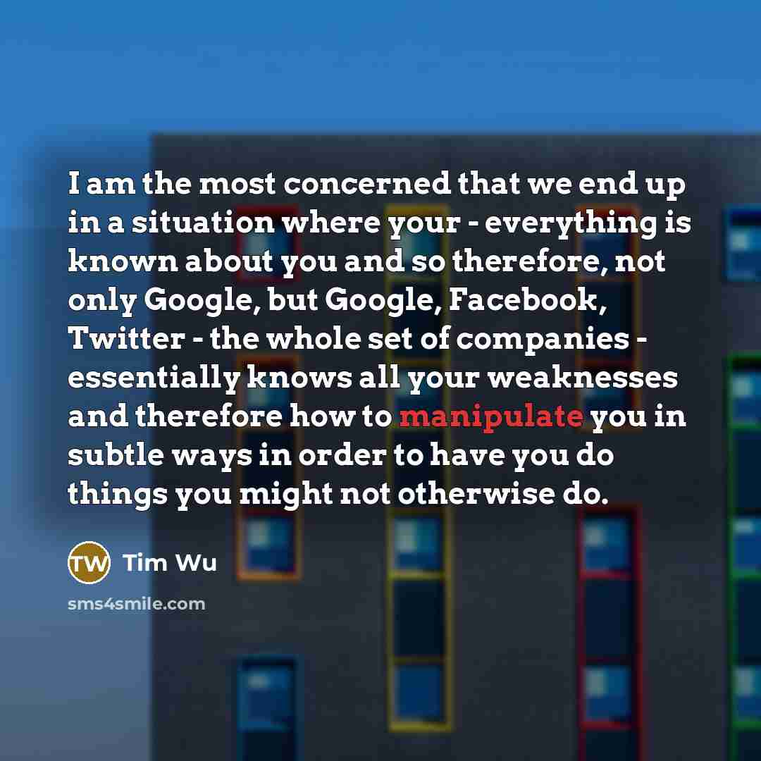“I am the most concerned that we end up in…” quote by Tim Wu