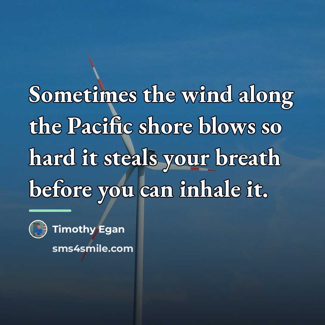 “Sometimes the wind along the Pacific shore blows so hard…” quote by Timothy Egan