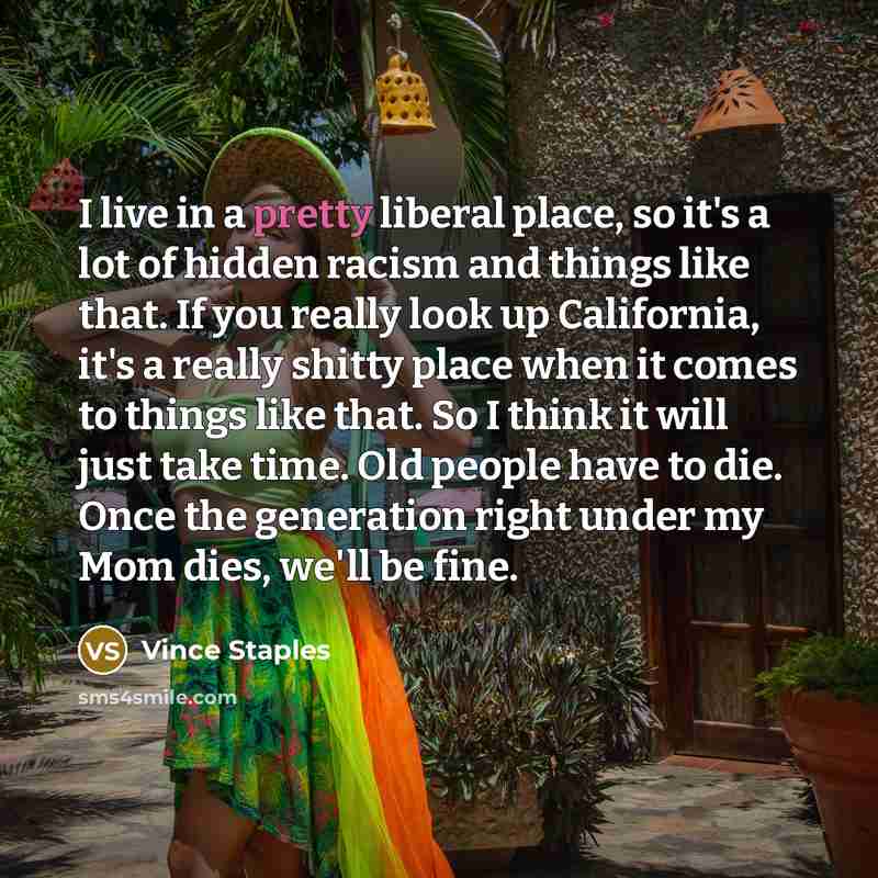 “I live in a pretty liberal place, so it's a…” quote by Vince Staples