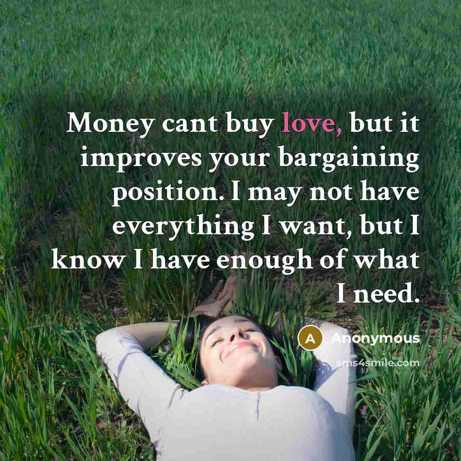 “Money cant buy love, but it improves your bargaining position.…” quote by Anonymous