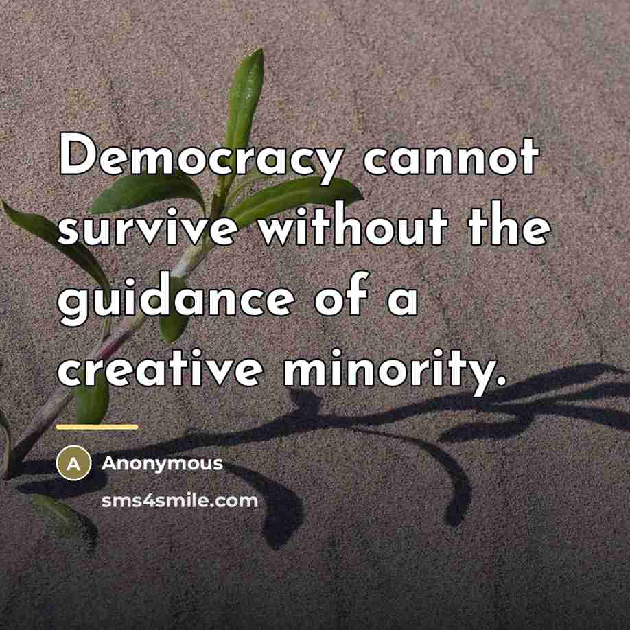 “Democracy cannot survive without the guidance of a creative minority.…” quote by Anonymous