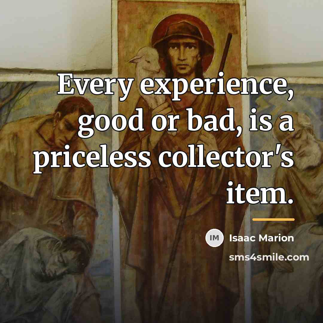 “Every experience, good or bad, is a priceless collector's item.…” quote by Isaac Marion
