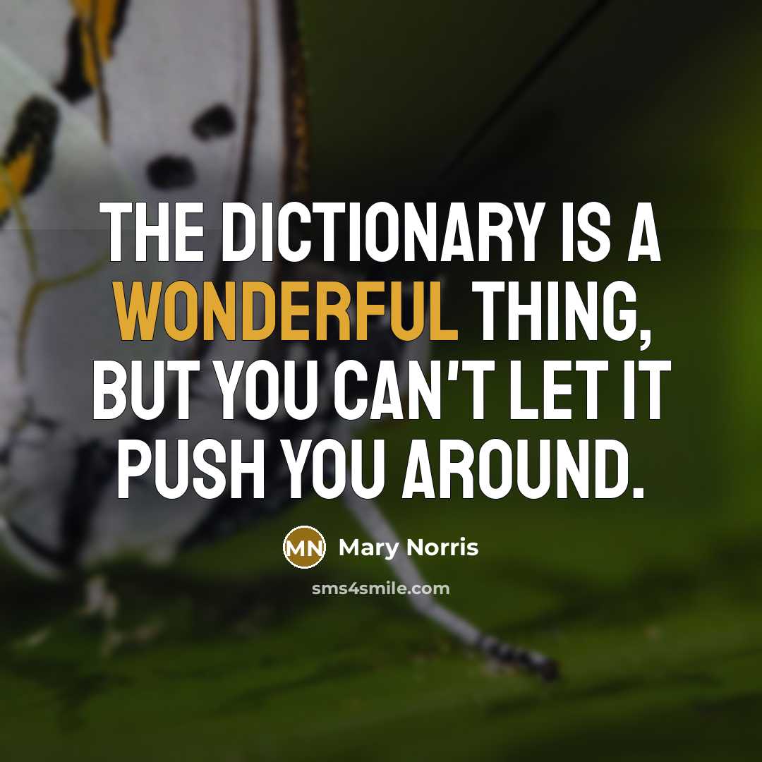 “The dictionary is a wonderful thing, but you can't let…” quote by Mary Norris