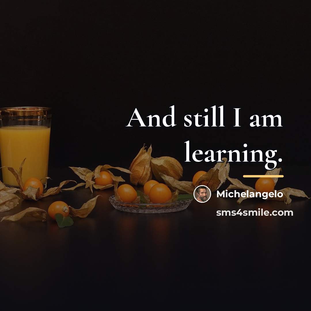 “And still I am learning.…” quote by Michelangelo