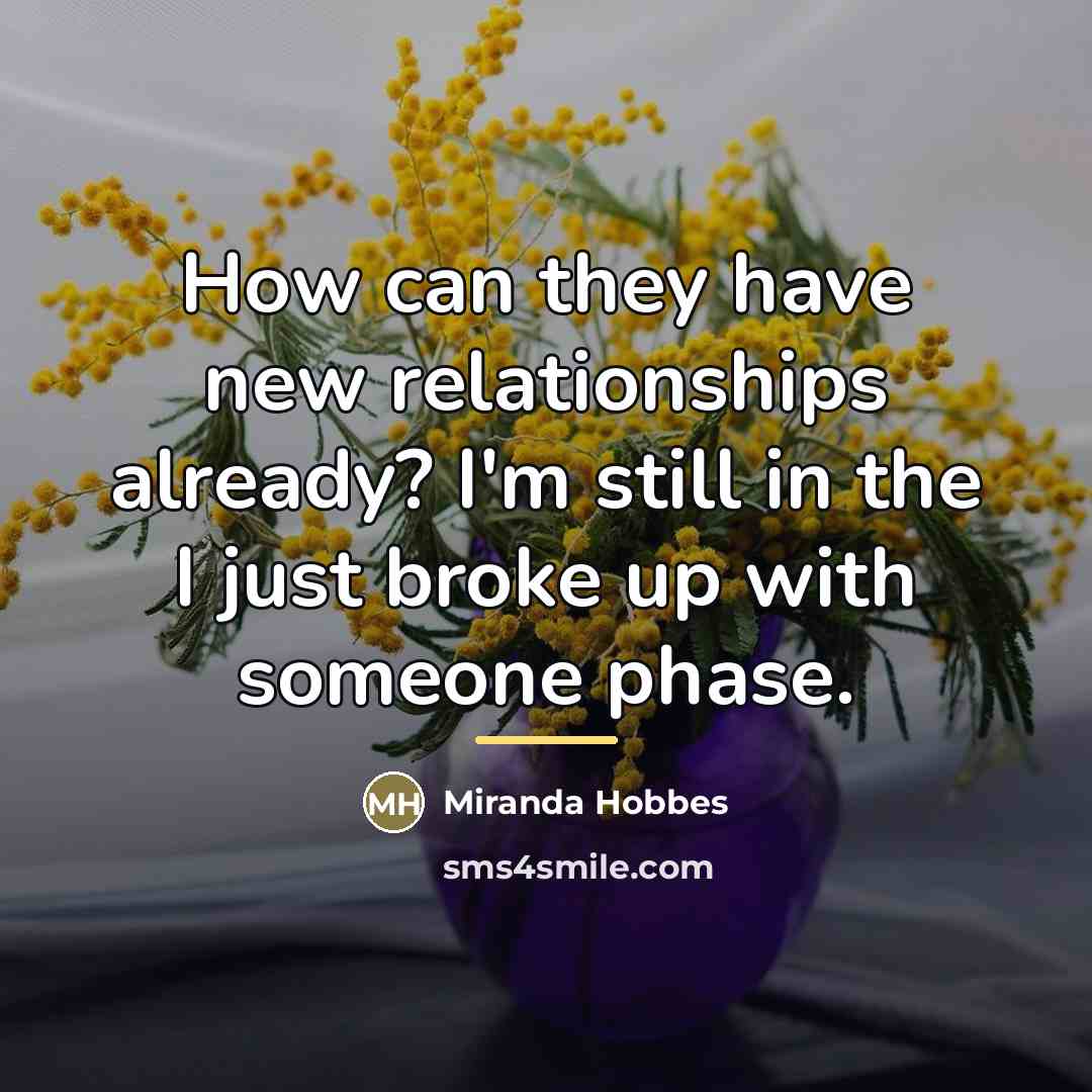 “How can they have new relationships already? I'm still in…” quote by Miranda Hobbes
