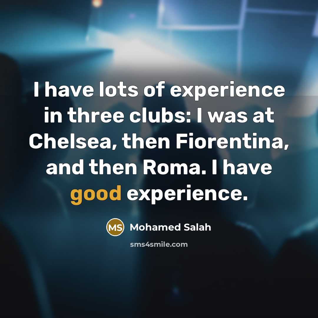 “I have lots of experience in three clubs: I was…” quote by Mohamed Salah