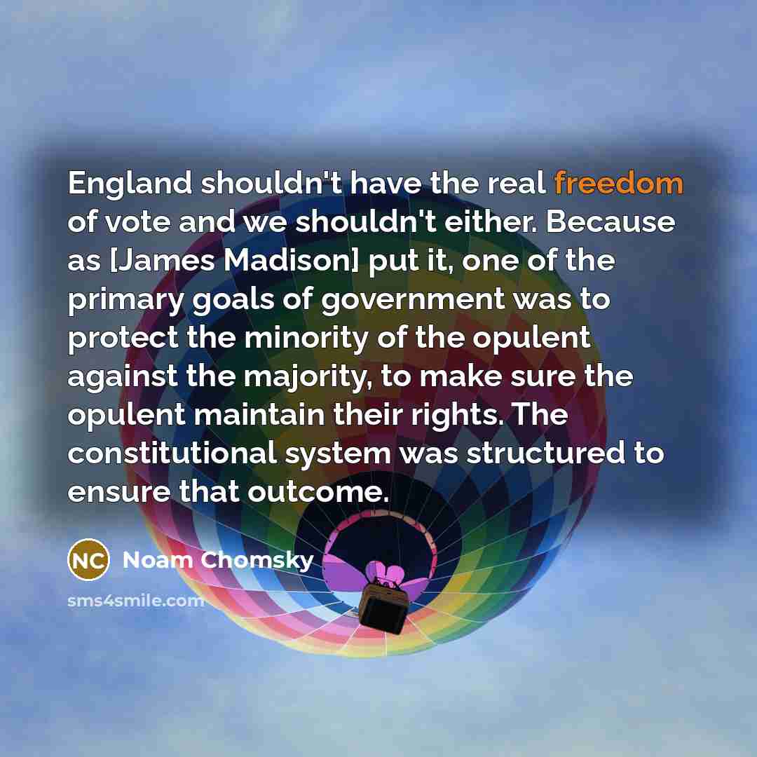 “England shouldn't have the real freedom of vote and we…” quote by Noam Chomsky