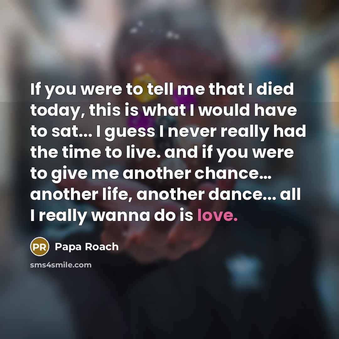 “If you were to tell me that I died today,…” quote by Papa Roach