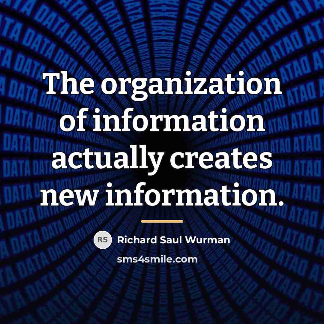 “The organization of information actually creates new information.…” quote by Richard Saul Wurman