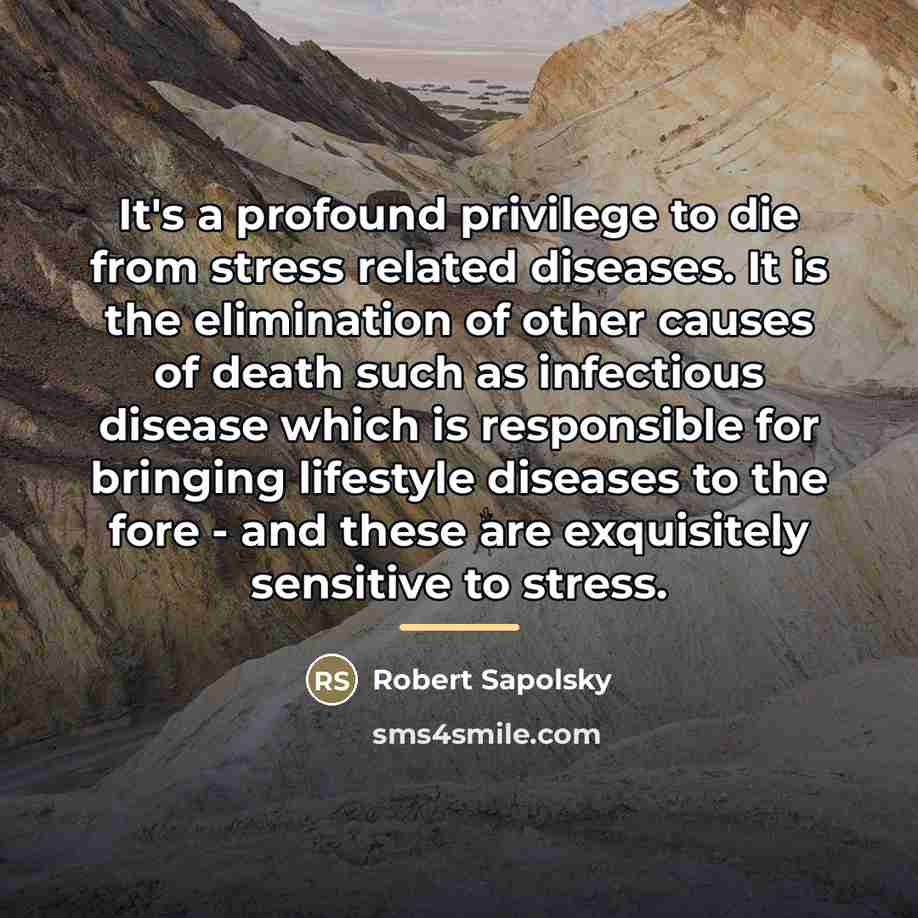 “It's a profound privilege to die from stress related diseases.…” quote by Robert Sapolsky