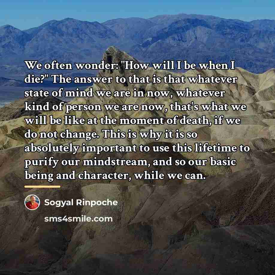 “We often wonder: "How will I be when I die?"…” quote by Sogyal Rinpoche
