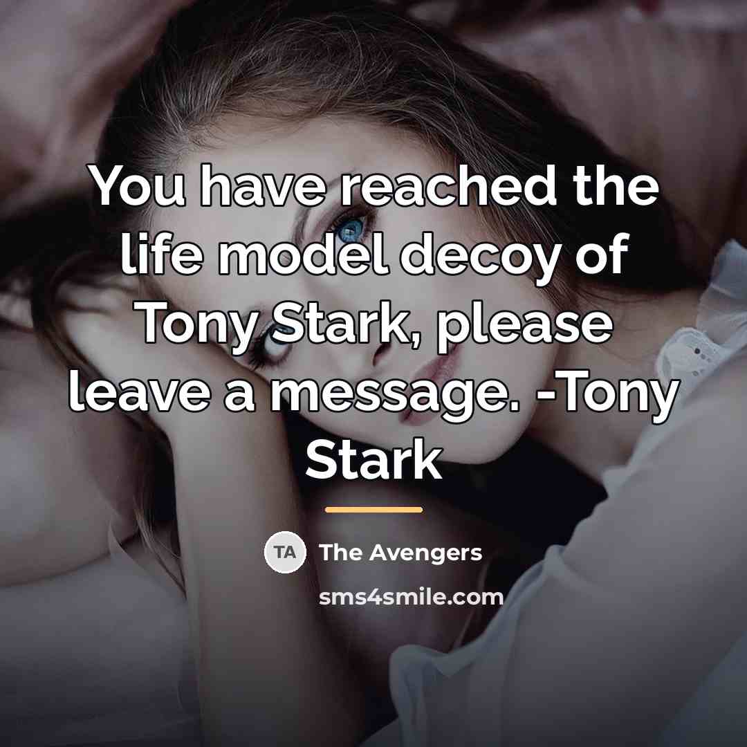 “You have reached the life model decoy of Tony Stark,…” quote by The Avengers