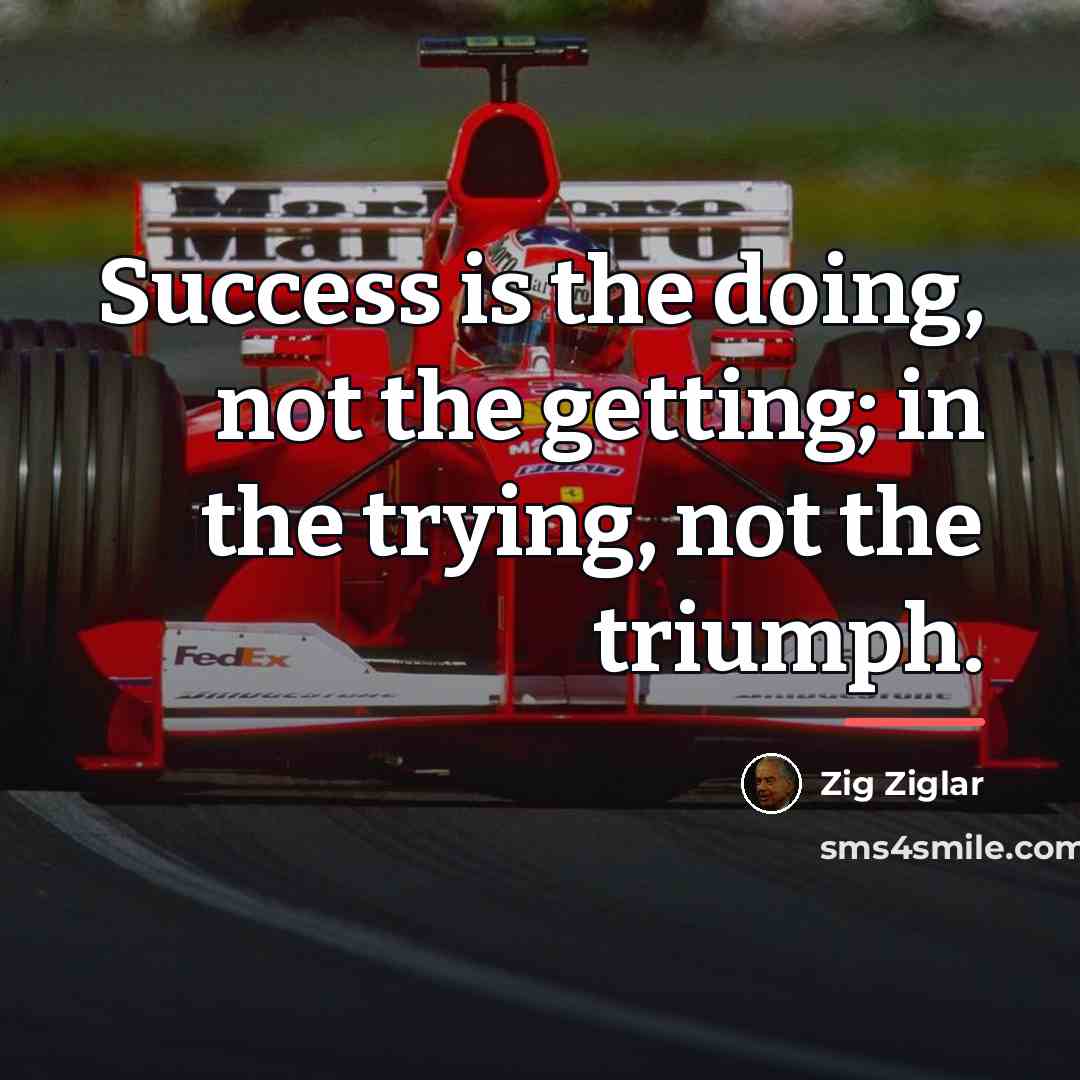 “Success is the doing, not the getting; in the trying,…” quote by Zig Ziglar