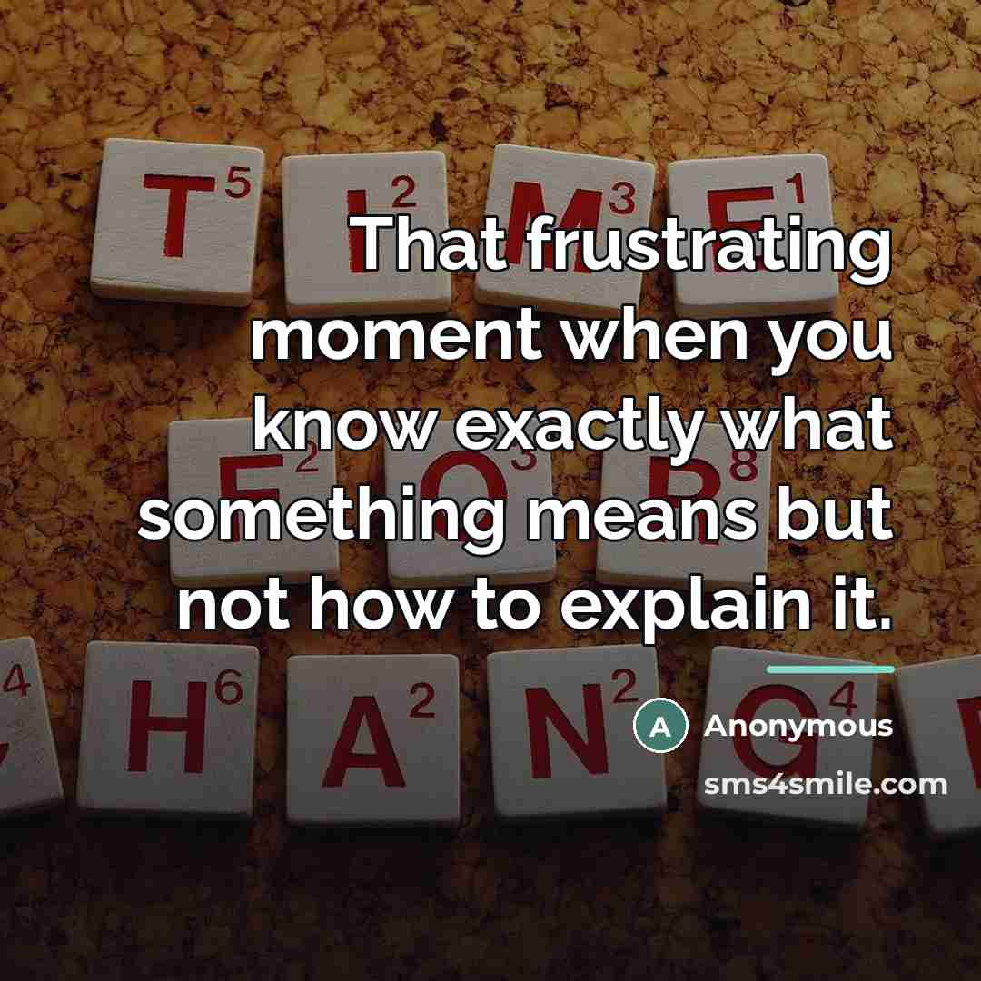 “That frustrating moment when you know exactly what something means…” quote by Anonymous