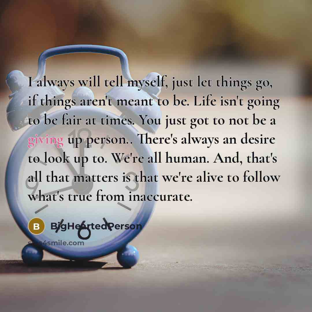 “I always will tell myself, just let things go, if…” quote by BigHeartedPerson