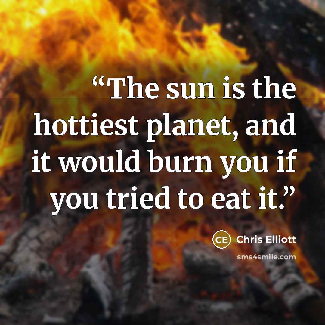 “The sun is the hottiest planet, and it would burn you if you tried to eat it.” quote by Chris Elliott