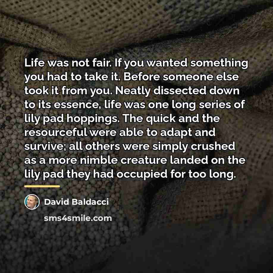“Life was not fair. If you wanted something you had…” quote by David Baldacci