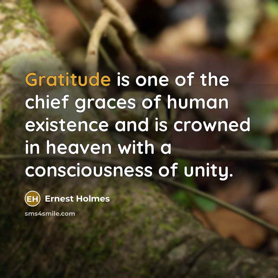 “Gratitude is one of the chief graces of human existence…” quote by Ernest Holmes