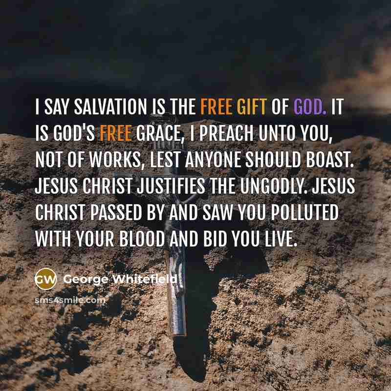 “I say salvation is the free gift of God. It…” quote by George Whitefield